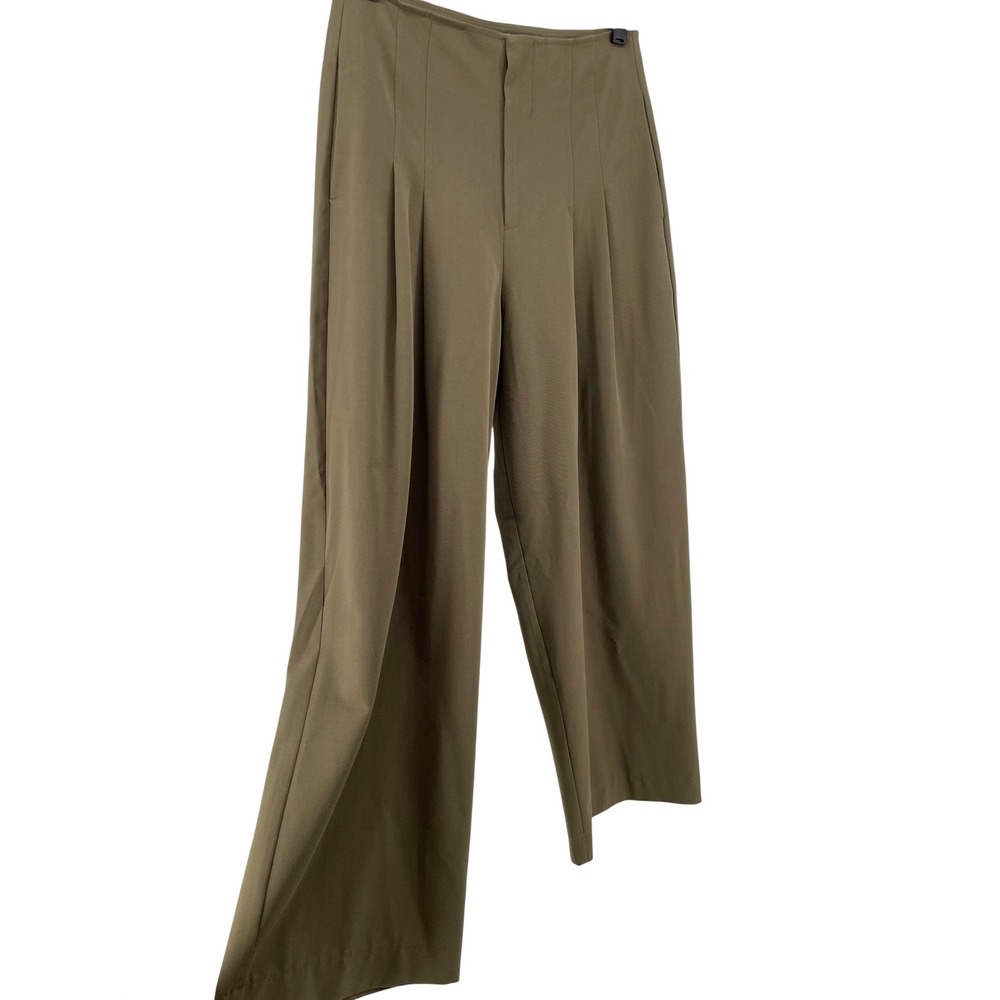 WAYF Wide Leg Trousers Women Small Brown Pleated High Waist Career Dress Pants